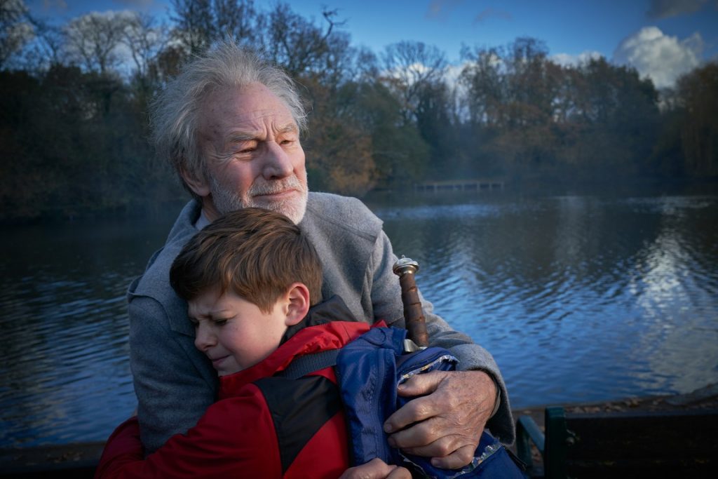 Patrick Stewart and Louis Ashbourne Serkis in The Kid Who Would Be King